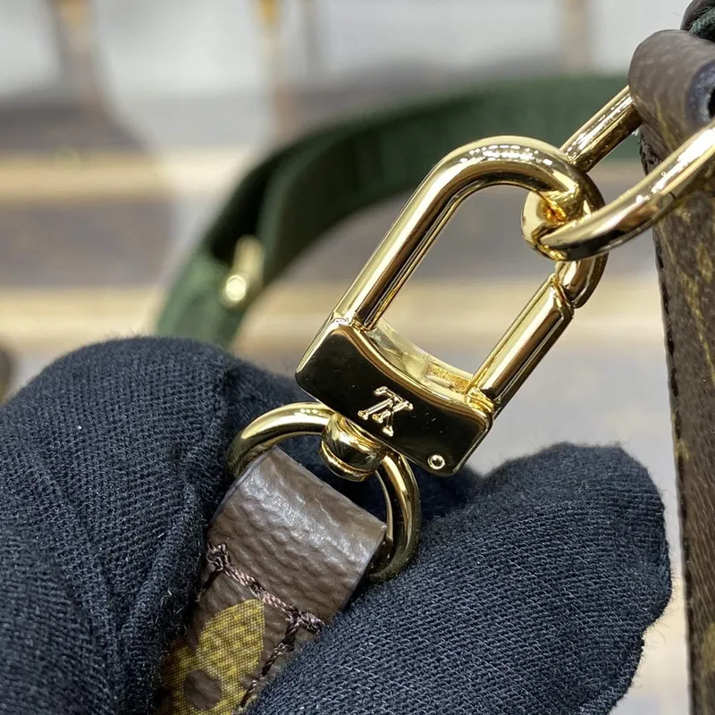 LV M80091 Louis Vuitton Félicie Strap & Go Bag Khaki Zelená