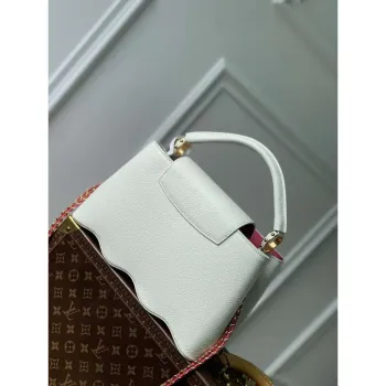LV M22121 Louis Vuitton Capucines MM Kabelka Sněhově Bílá