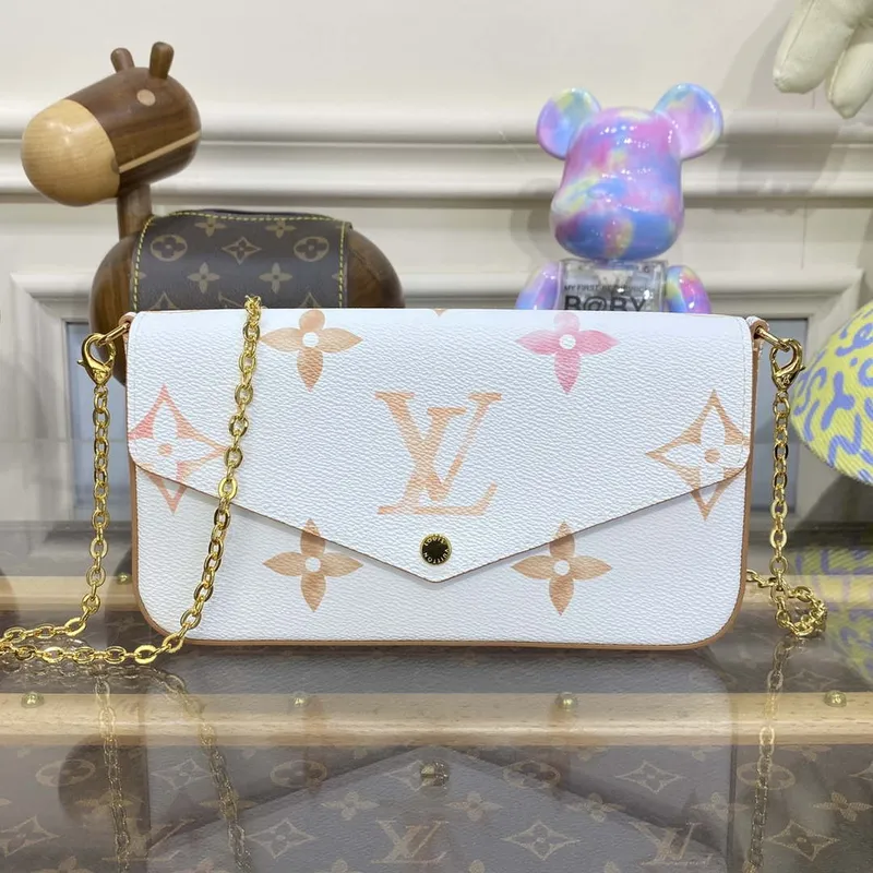 LV M82520 Louis Vuitton Felicie Pochette Monogram Empreinte Taška Béžová