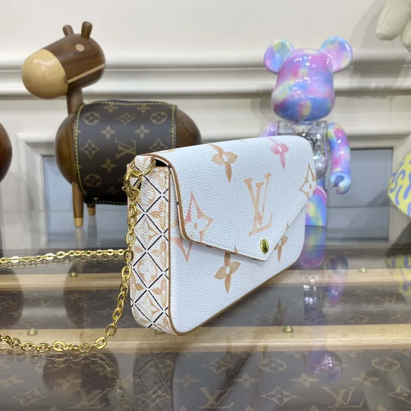 LV M82520 Louis Vuitton Felicie Pochette Monogram Empreinte Taška Béžová