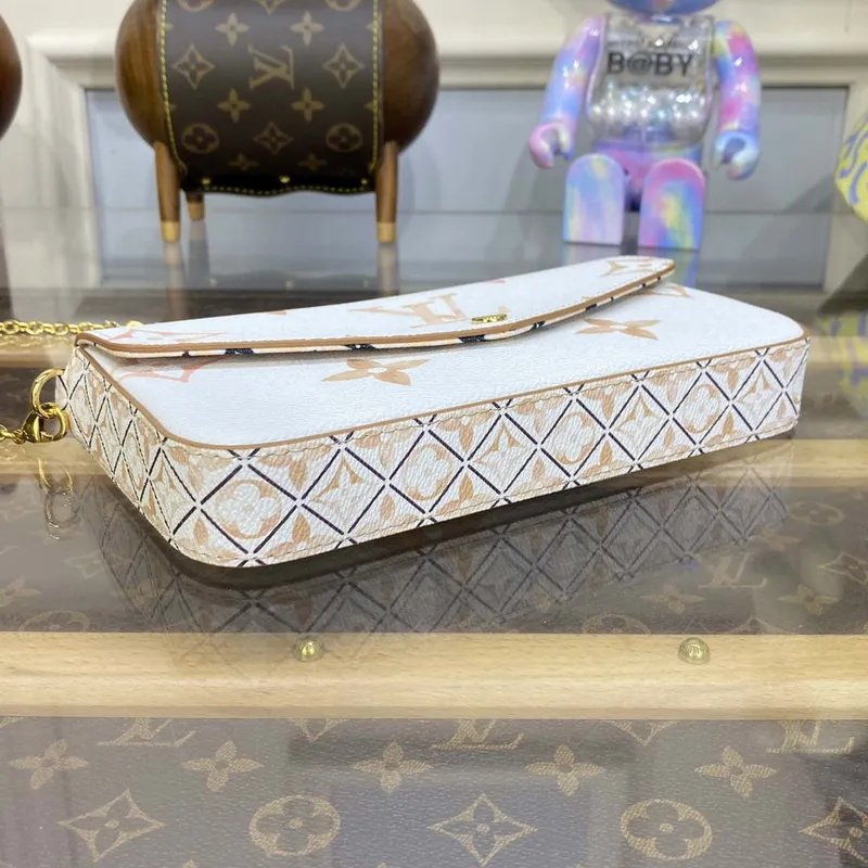 LV M82520 Louis Vuitton Felicie Pochette Monogram Empreinte Taška Béžová