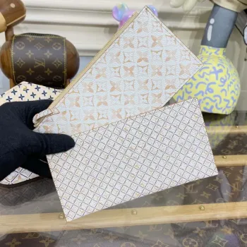 LV M82520 Louis Vuitton Felicie Pochette Monogram Empreinte Taška Béžová