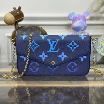 LV M82349 Louis Vuitton Felicie Pochette Monogram Empreinte Taška Námořnická Modrá