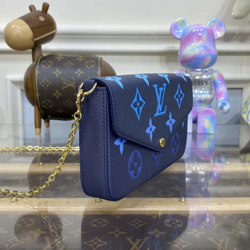 LV M82349 Louis Vuitton Felicie Pochette Monogram Empreinte Taška Námořnická Modrá