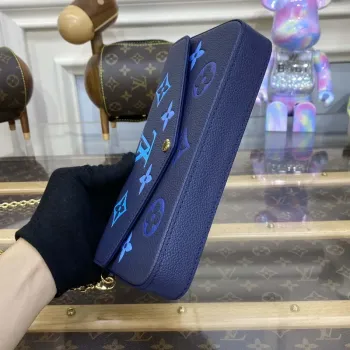 LV M82349 Louis Vuitton Felicie Pochette Monogram Empreinte Taška Námořnická Modrá