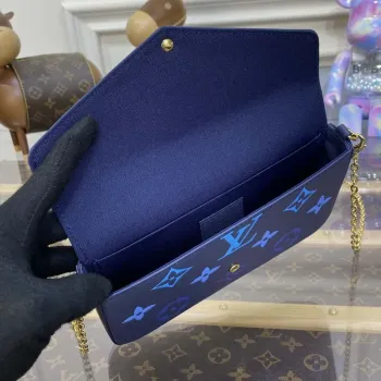 LV M82349 Louis Vuitton Felicie Pochette Monogram Empreinte Taška Námořnická Modrá