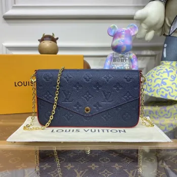 LV M64064 Louis Vuitton Felicie Pochette Monogram Empreinte Taška černá s červenou