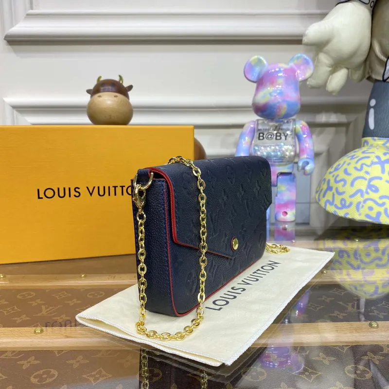 LV M64064 Louis Vuitton Felicie Pochette Monogram Empreinte Taška černá s červenou