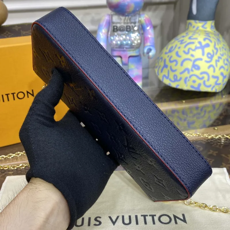 LV M64064 Louis Vuitton Felicie Pochette Monogram Empreinte Taška černá s červenou