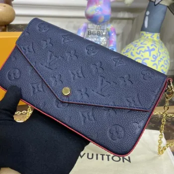 LV M64064 Louis Vuitton Felicie Pochette Monogram Empreinte Taška černá s červenou