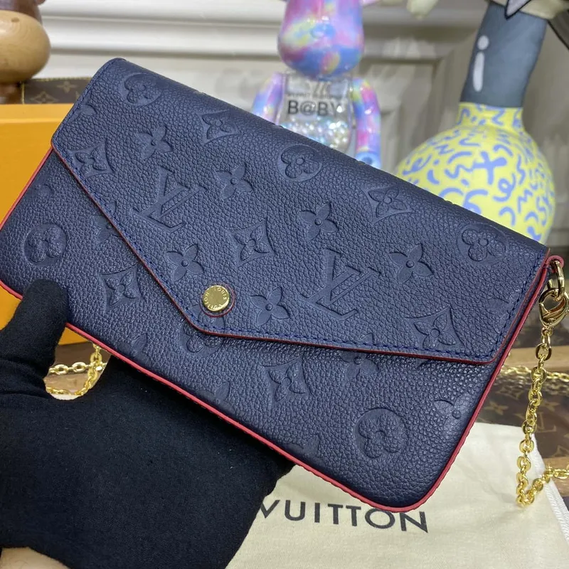 LV M64064 Louis Vuitton Felicie Pochette Monogram Empreinte Taška černá s červenou