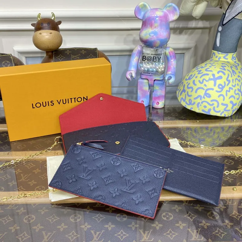 LV M64064 Louis Vuitton Felicie Pochette Monogram Empreinte Taška černá s červenou