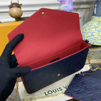 LV M64064 Louis Vuitton Felicie Pochette Monogram Empreinte Taška černá s červenou