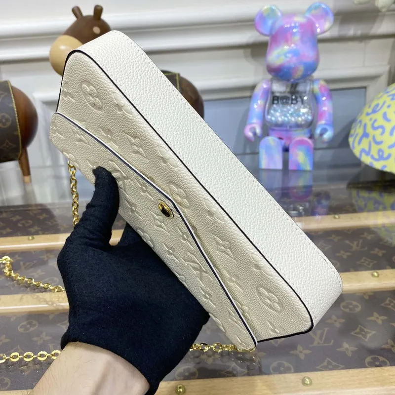 LV M82363 Louis Vuitton Felicie Pochette Monogram Empreinte Taška Bílá