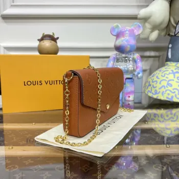 LV M82363 Louis Vuitton Felicie Pochette Monogram Empreinte Taška Hnědá