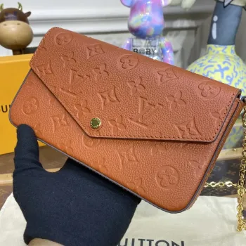 LV M82363 Louis Vuitton Felicie Pochette Monogram Empreinte Taška Hnědá