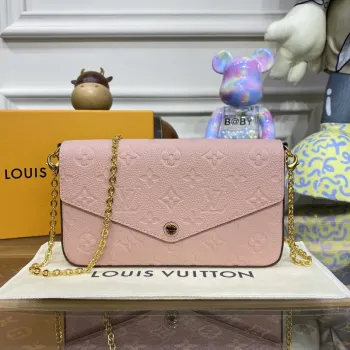 LV M82608 Louis Vuitton Felicie Pochette Monogram Empreinte Taška Růžová