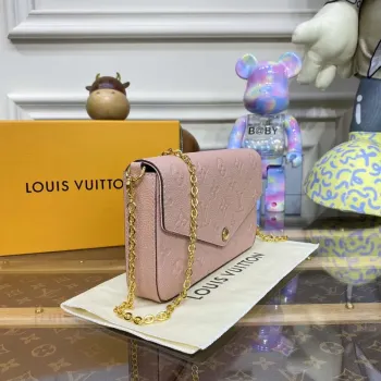 LV M82608 Louis Vuitton Felicie Pochette Monogram Empreinte Taška Růžová