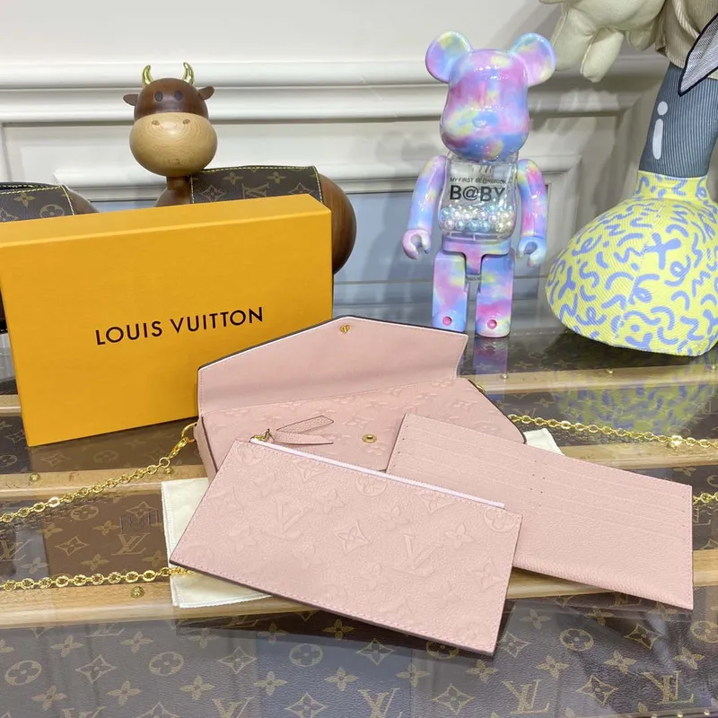LV M82608 Louis Vuitton Felicie Pochette Monogram Empreinte Taška Růžová