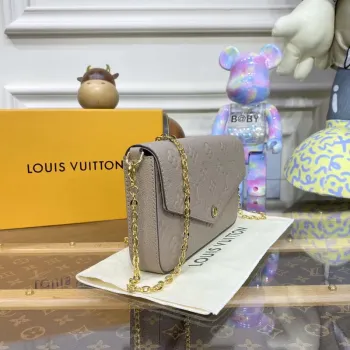 LV M82609 Louis Vuitton Felicie Pochette Monogram Empreinte Taška Tourterelle Béžová