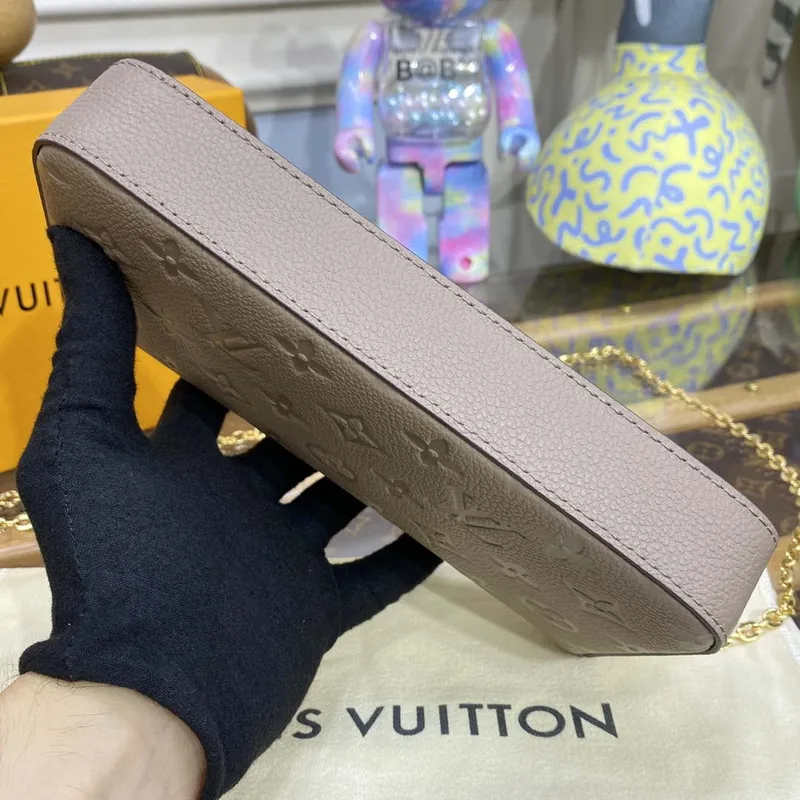 LV M82609 Louis Vuitton Felicie Pochette Monogram Empreinte Taška Tourterelle Béžová