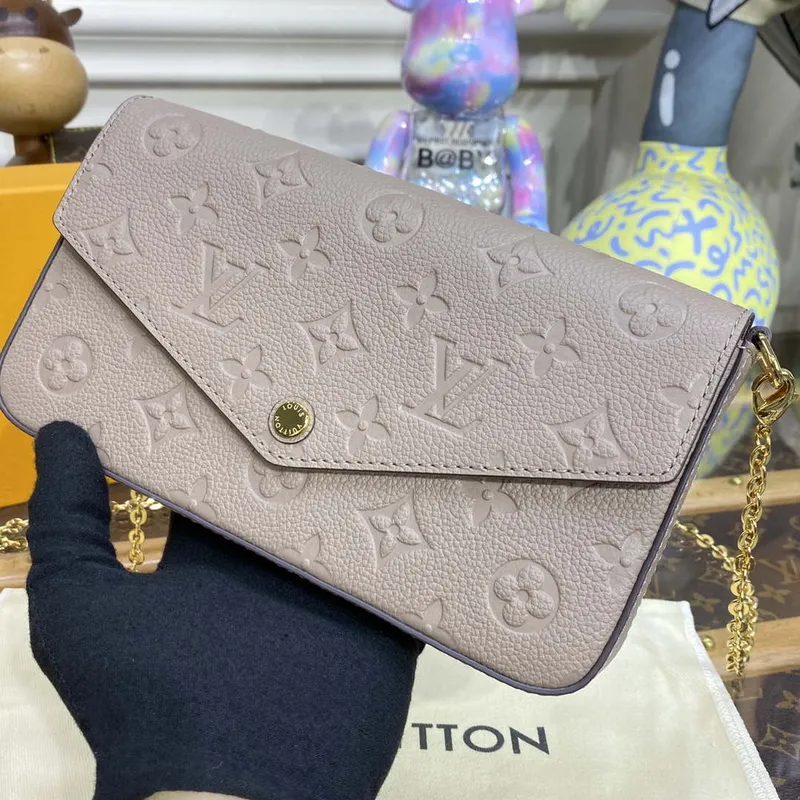 LV M82609 Louis Vuitton Felicie Pochette Monogram Empreinte Taška Tourterelle Béžová