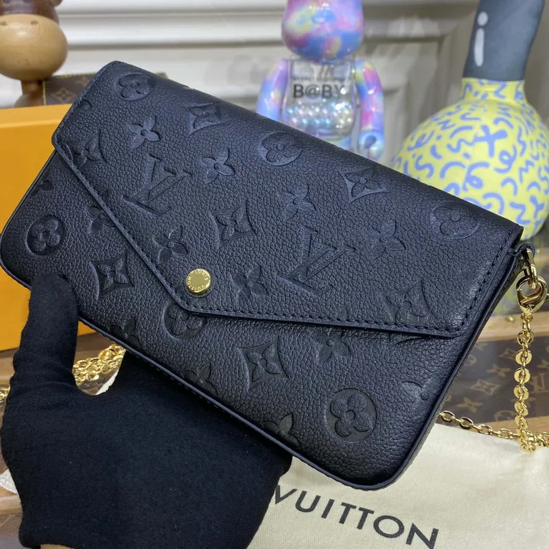 LV M82477 Louis Vuitton Felicie Pochette Monogram Empreinte Taška Černá