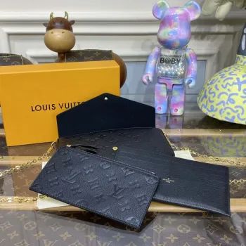 LV M82477 Louis Vuitton Felicie Pochette Monogram Empreinte Taška Černá