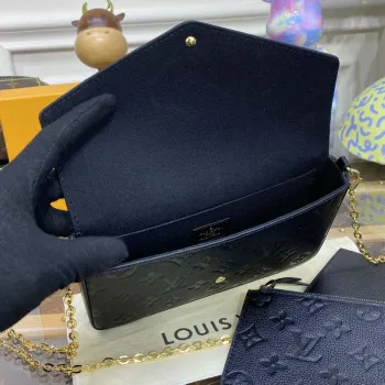 LV M82477 Louis Vuitton Felicie Pochette Monogram Empreinte Taška Černá