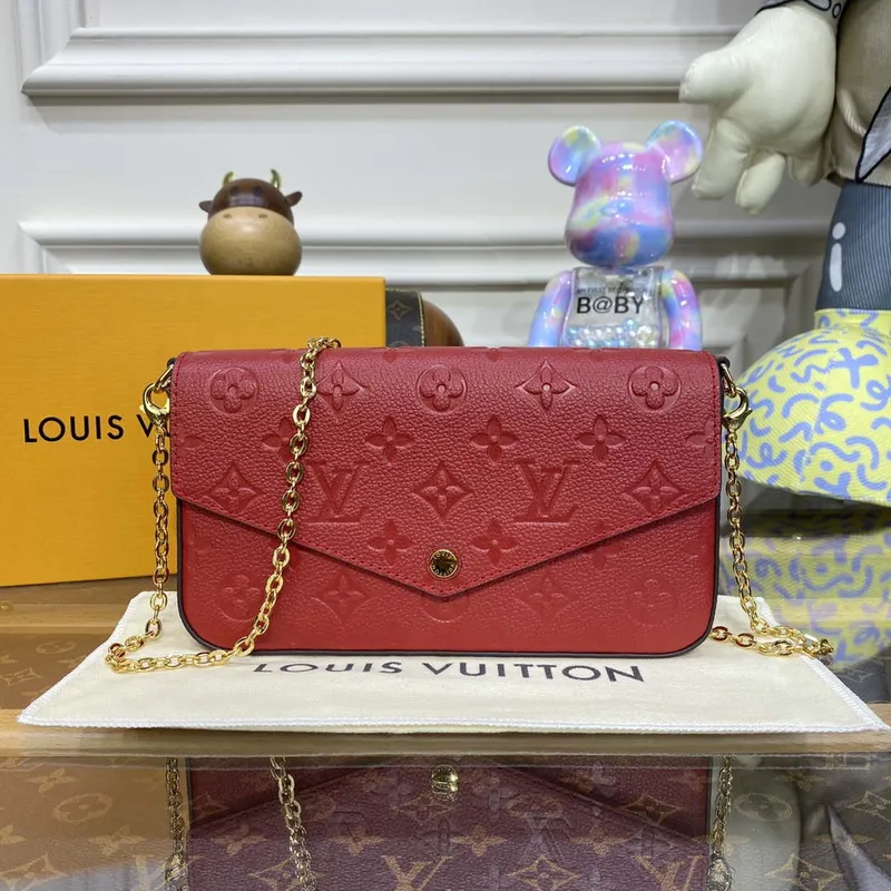 LV M82607 Louis Vuitton Felicie Pochette Monogram Empreinte Taška Červená