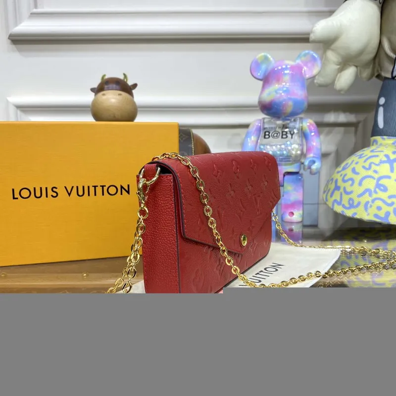 LV M82607 Louis Vuitton Felicie Pochette Monogram Empreinte Taška Červená