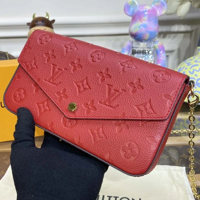 LV M82607 Louis Vuitton Felicie Pochette Monogram Empreinte Taška Červená