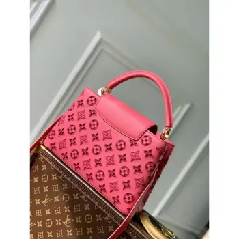 LV M22922 Louis Vuitton Capucines MM Kabelka Růžová
