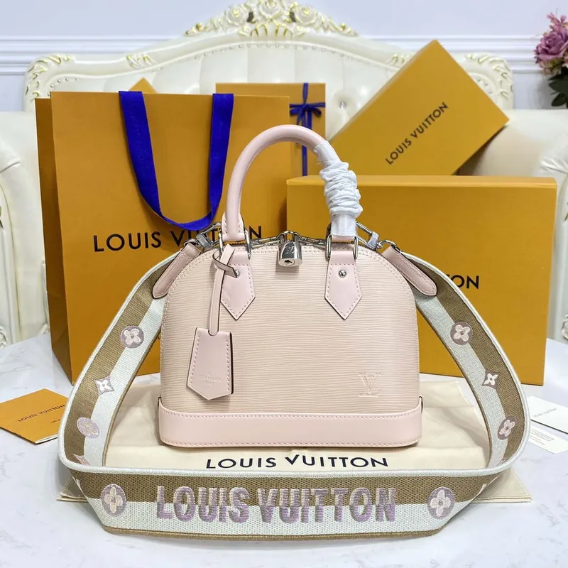 LV Louis Vuitton Alma BB Epi Kabelka M40302 Nude s béžovou a šedou