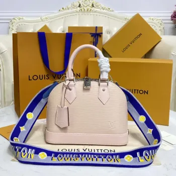 LV M40302 Louis Vuitton Alma BB Epi kabelka Nude s modrou