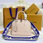 LV M40302 Louis Vuitton Alma BB Epi kabelka Nude s modrou