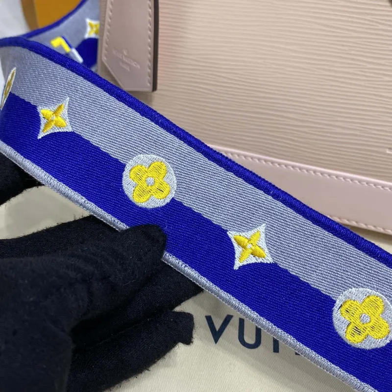 LV M40302 Louis Vuitton Alma BB Epi kabelka Nude s modrou