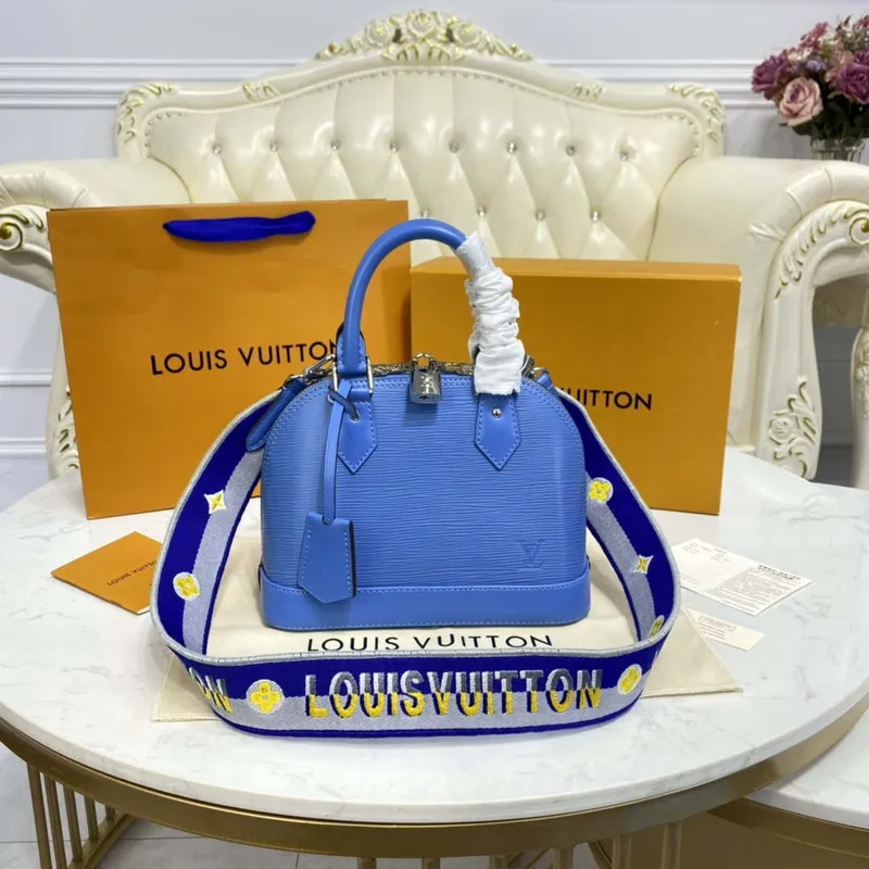 LV M57426 Louis Vuitton Alma BB Epi Kabelka Modrá