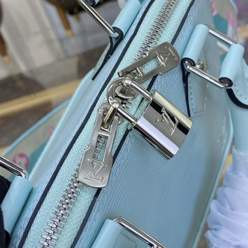 LV M22619 Louis Vuitton Alma BB Epi kabelka světle modrá