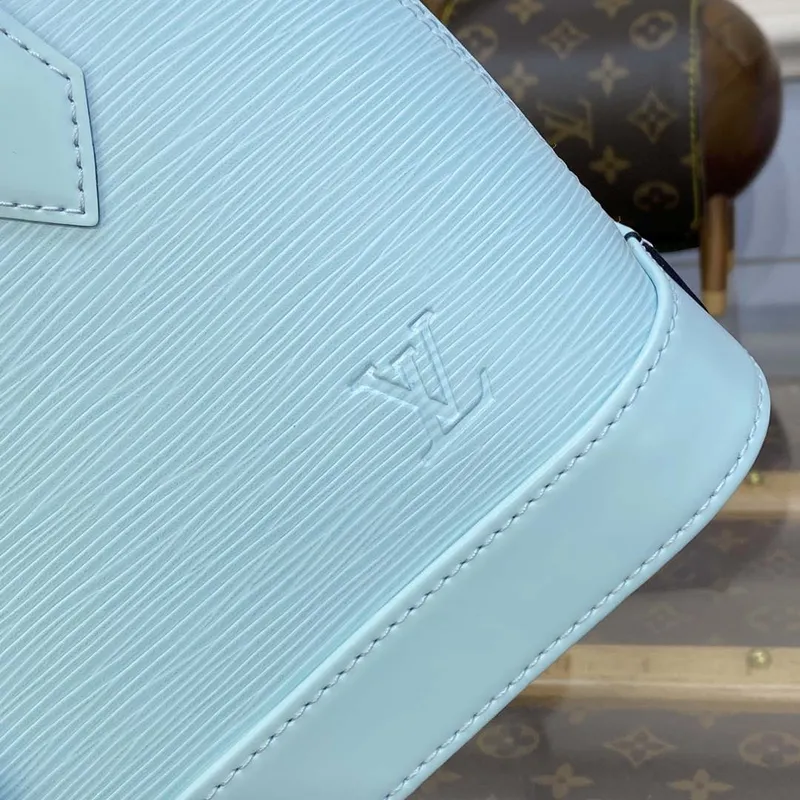LV M22619 Louis Vuitton Alma BB Epi kabelka světle modrá