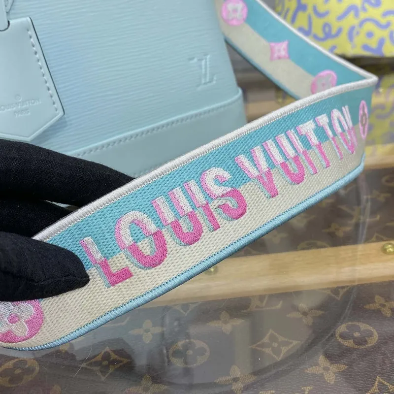 LV M22619 Louis Vuitton Alma BB Epi kabelka světle modrá
