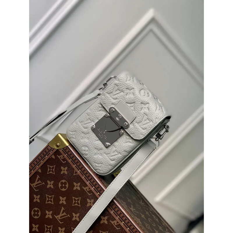 LV M82568 Louis Vuitton S Lock Vertikální Nositelná Peněženka Minerální Šedá