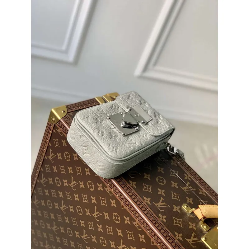 LV M82568 Louis Vuitton S Lock Vertikální Nositelná Peněženka Minerální Šedá