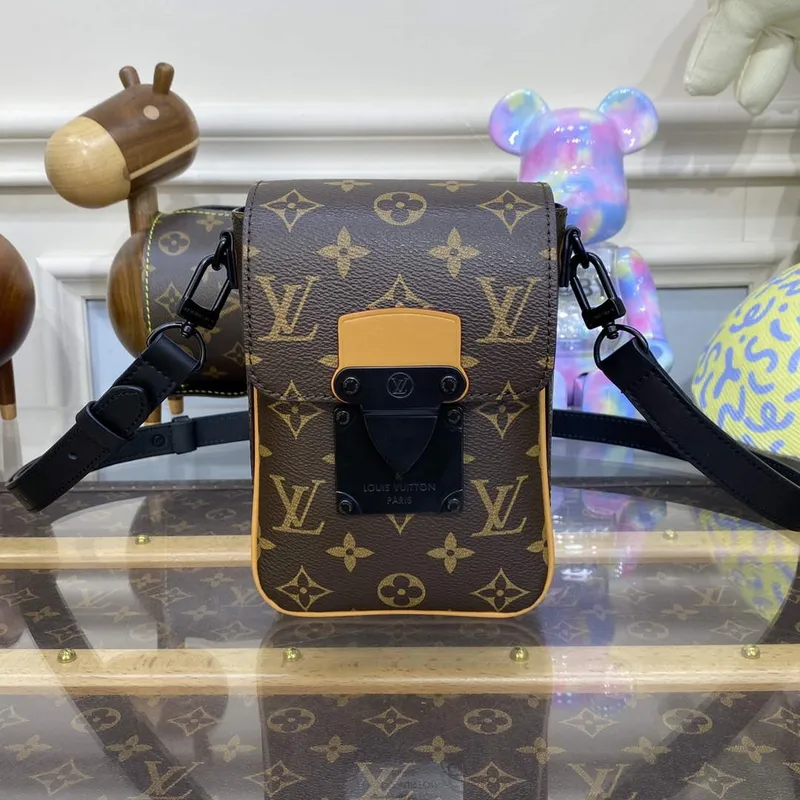 LV M82535 Louis Vuitton S Lock Vertikální Nositelná Peněženka Radiant Sun