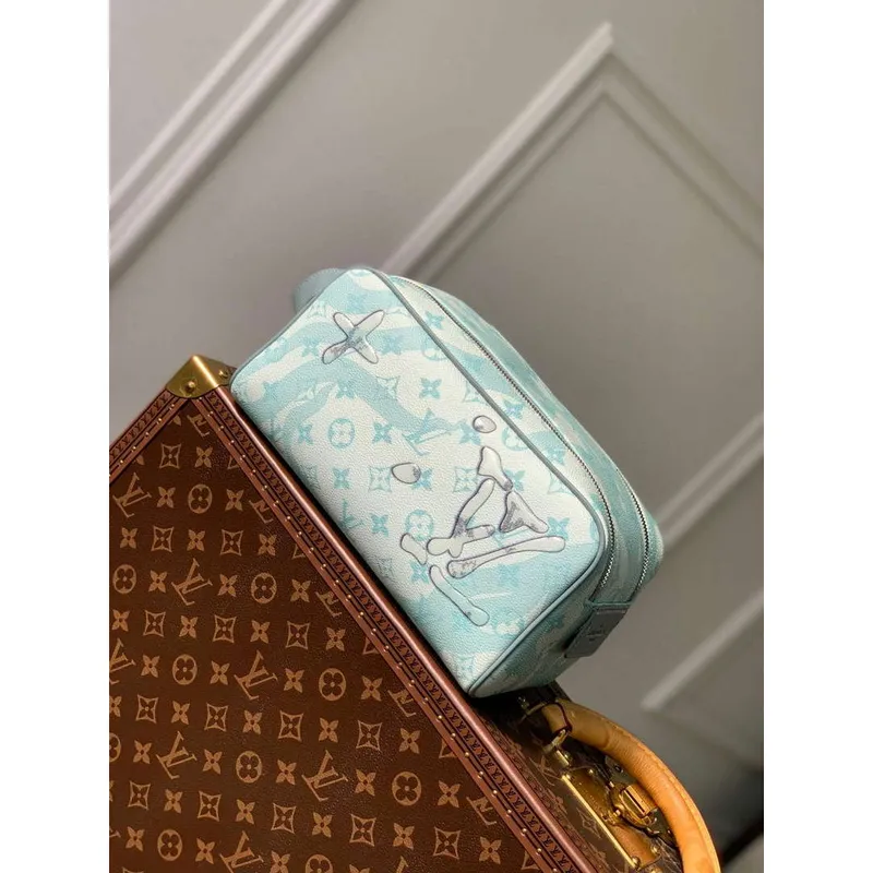 LV M82337 Louis Vuitton Dopp Kit Toaletní taška Krystalově modrá