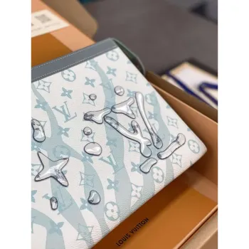 LV M22763 Louis Vuitton Pochette Voyage MM Taška Krystalově Modrá