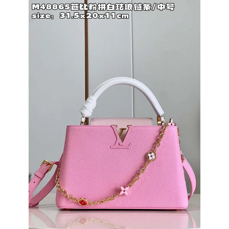 LV M22375 Louis Vuitton Capucines MM Růžový Chamallow Pink