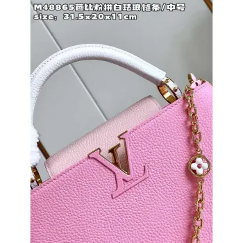 LV M22375 Louis Vuitton Capucines MM Růžový Chamallow Pink