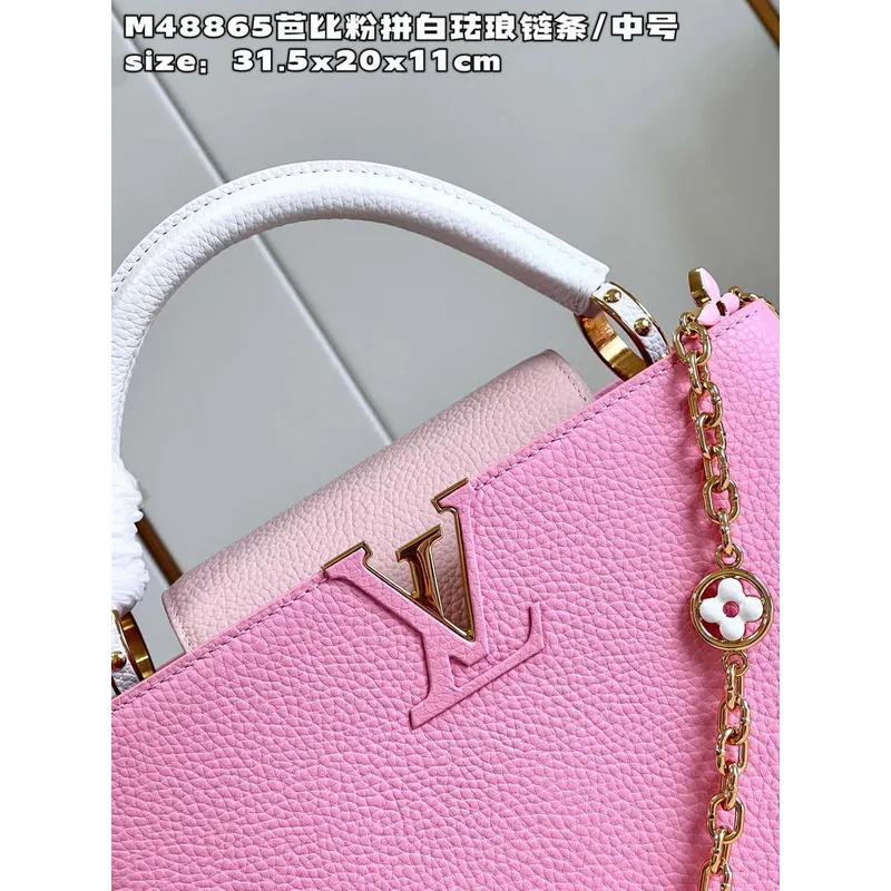 LV M22375 Louis Vuitton Capucines MM Růžový Chamallow Pink