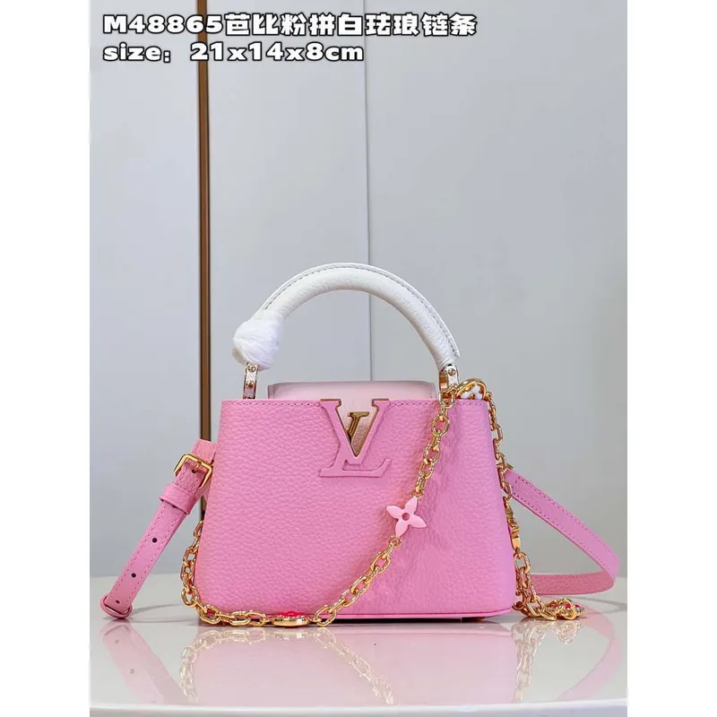 LV M22375 Louis Vuitton Capucines Mini Růžová Chamallow Pink